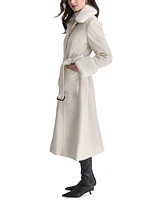 Dkny Women's Faux-Fur-Trim Single-Breasted Belted Coat
