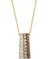 Le Vian Chocolate Ombre Diamond Triple Row Graduated Adjustable 20" Pendant Necklace (1-1/4 ct. t.w.) in 14k Gold