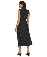 Calvin Klein Women's Mock-Neck Sleeveless Tie-Waist Dress