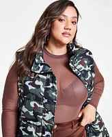 Nina Parker Trendy Plus Camo Maxi Puffer Vest