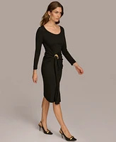 Donna Karan New York Women's Round-Neck Drape-Front Dress