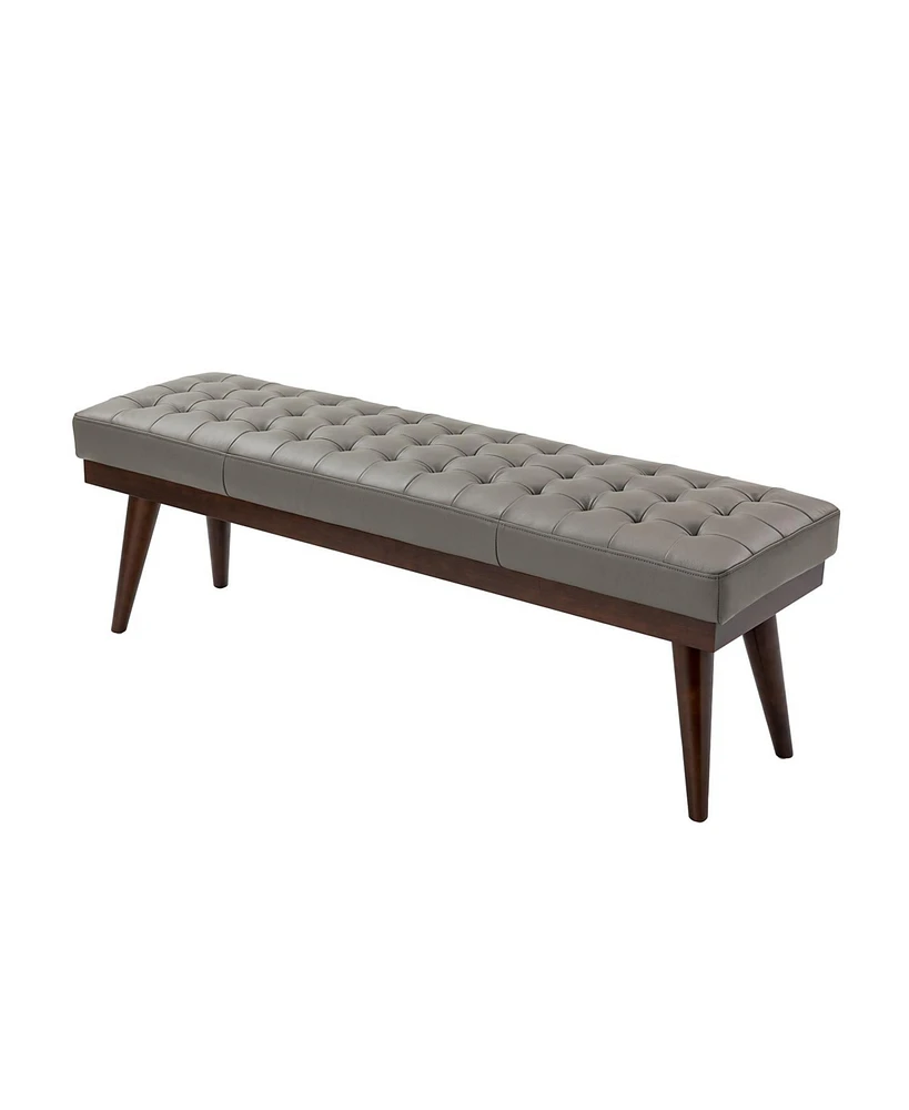 Hulala Home Felisa Mid-century Modern 55.5" Wide Genuine Leather Bench