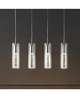 Jonathan Y Mium 29.5" 4-Light Modern Style Iron/Crystal/Glass Integrated Led Linear Pendant, Chrome