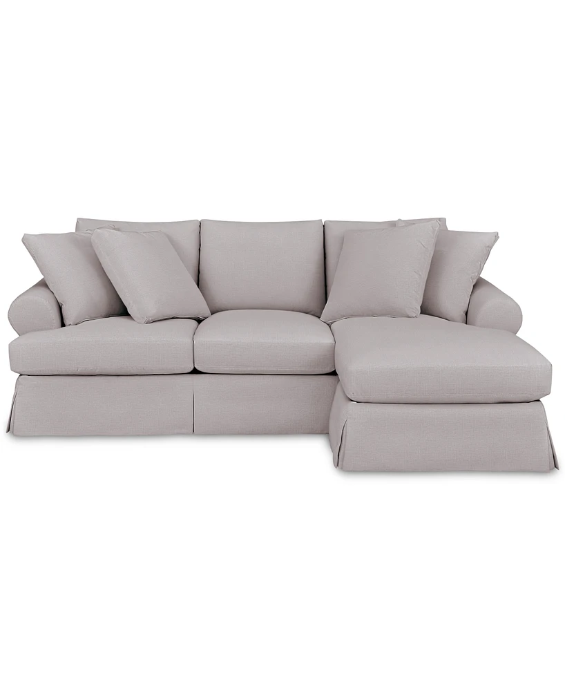 Brenalee 96" Roll Arm Performance Fabric Slipcover Reversible Chaise Sofa with Four Pillows