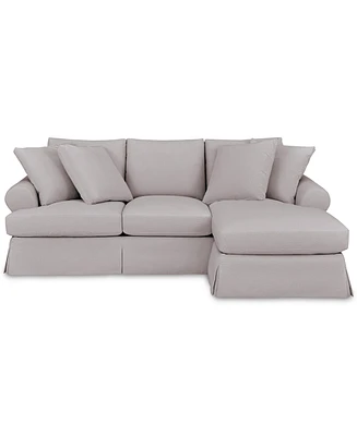 Brenalee 96" Roll Arm Performance Fabric Slipcover Reversible Chaise Sofa with Four Pillows