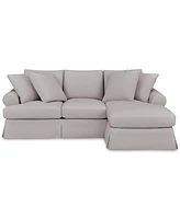 Brenalee 96" Roll Arm Performance Fabric Slipcover Reversible Chaise Sofa with Four Pillows