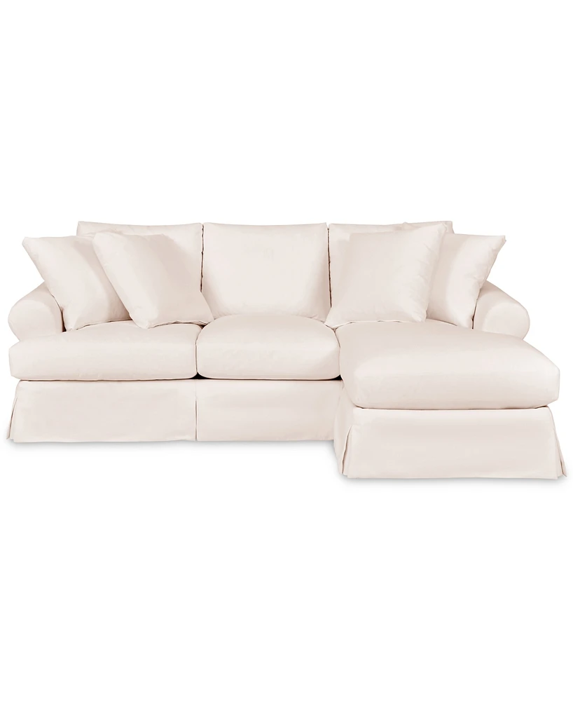 Brenalee 96" Roll Arm Performance Fabric Slipcover Reversible Chaise Sofa with Four Pillows