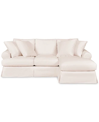 Brenalee 96" Roll Arm Performance Fabric Slipcover Reversible Chaise Sofa with Four Pillows