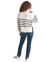 Dkny Jeans Petite Half-Zip Striped Long-Sleeve Sweater