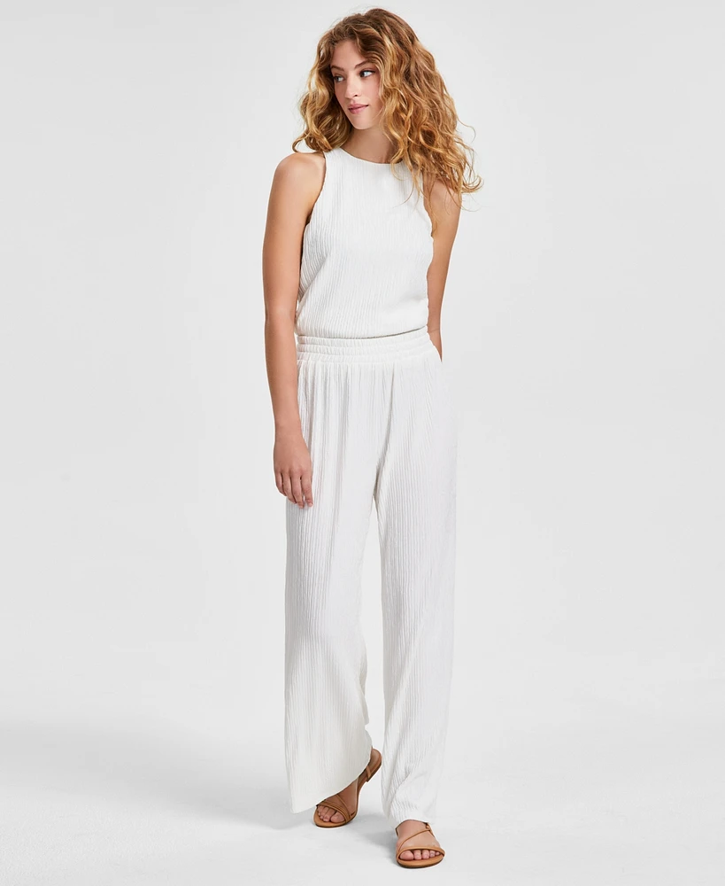 Bar Iii Women's Pull-On Textured Wide-Leg Pants, Exclusively at Macy's