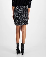 Bar Iii Women's Sequin-Stretch Side-Slit Mini Skirt, Created for Macy's