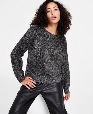 Bar Iii Petite Metallic Crewneck Sweater, Created for Macy's