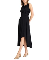 Maggy London Women's Round-Neck Gathered High-Low Dress