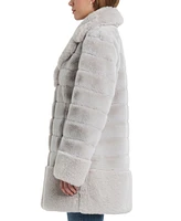 Jones New York Women's Faux-Fur Notched Collar Coat