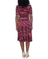 Jessica Howard Petite Printed Ruched Short-Sleeve Dress