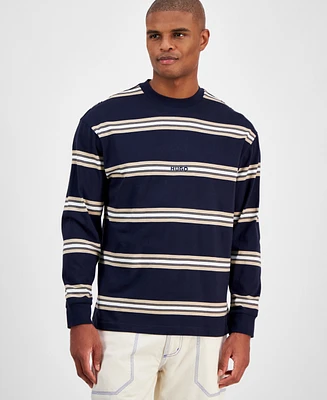 Hugo Boss Men's Nistriplo Relaxed Fit Striped Long Sleeve Crewneck T-Shirt