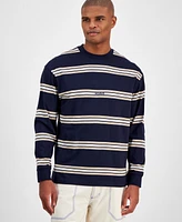 Hugo Boss Men's Nistriplo Relaxed Fit Striped Long Sleeve Crewneck T-Shirt