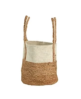 Slickblue 14" Boho Chic Basket Natural Cotton and Jute with Handles