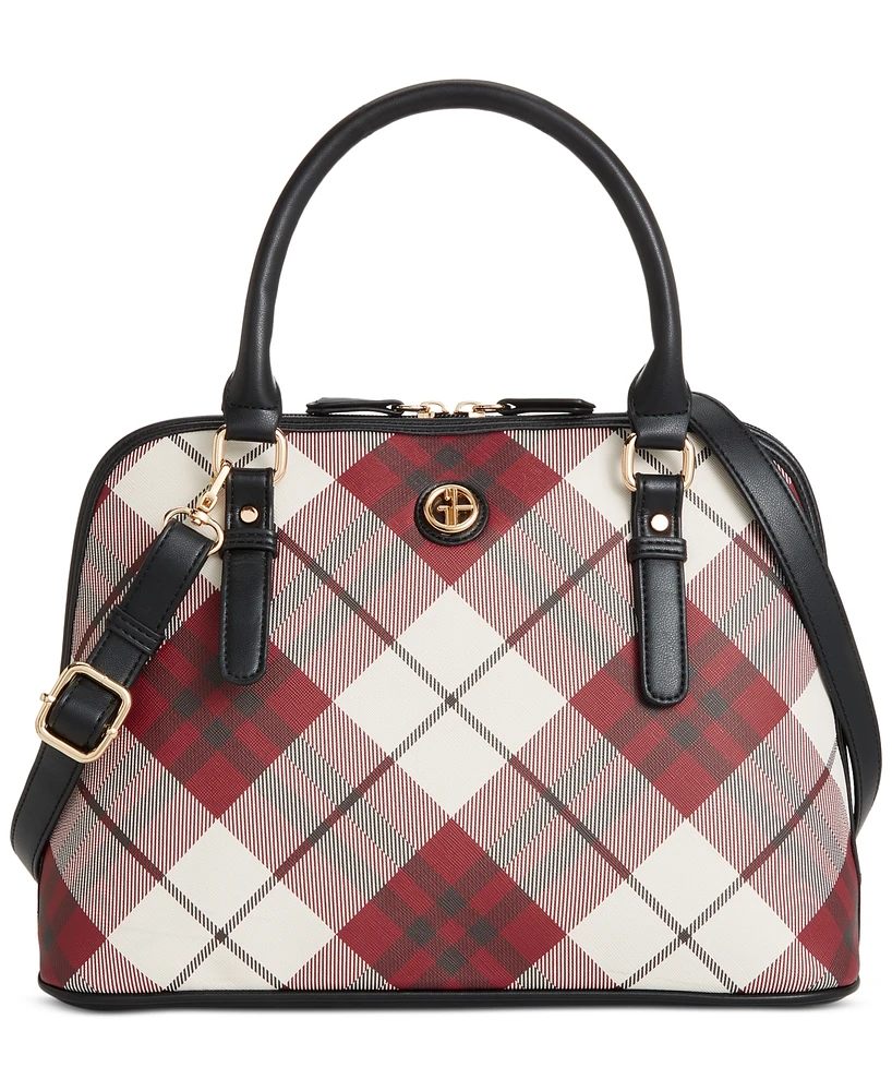 Giani Bernini Plaid Saffiano Medium Dome Satchel, Created for Macy's