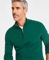 Club Room Men's Cable Knit Quarter-Zip Cotton Sweater, Created for Macy's