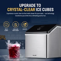 Newari Countertop Clear Ice Maker, 40 lbs. of Ice a Day with Easy to Clean Bpa-Free Parts, Perfect for Cocktails, Scotch, Soda and More