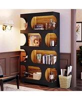 Tribesigns 71" Tall Bookcase, 4-Tier S-Shaped Bookshelf, Wood Decorative Storage Shelving, Modern Freestanding Display Shelves
