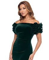 Xscape Women's Off-The-Shoulder Ruffled Velvet Gown