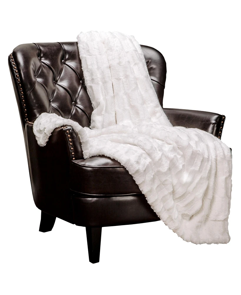 Chanasya Premium Embossed Faux Fur Throw Blanket - Super Soft, Lightweight Minky 60" x 70” White