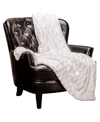 Chanasya Premium Embossed Faux Fur Throw Blanket - Super Soft, Lightweight Minky 60" x 70” White