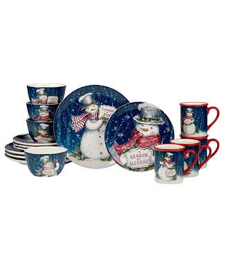 Certified International Snowman Greetings 16 Pc. Dinnerware Set, Service for 4