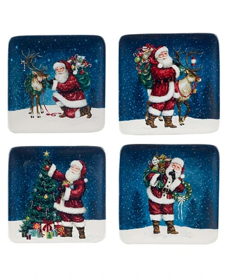 Certified International Santa's Secret Canape Plates, Set of 4