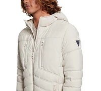 Guess Men's Quilted Faux Leather Hooded Jacket