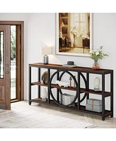 Tribesigns Extra Long Console Table, 70.9 inch Narrow Sofa Tables with 3 Tier Wood Storage Shelves