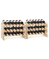 Skonyon 36 Bottles Stackable Wooden Wobble-Free Modular Wine Rack