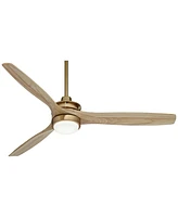52" Windspun Modern Indoor Ceiling Fan 3 Blade Led Light Remote Control Soft Brass Finish Natural Wood Blades Bedroom Living Room Dining Office Decora
