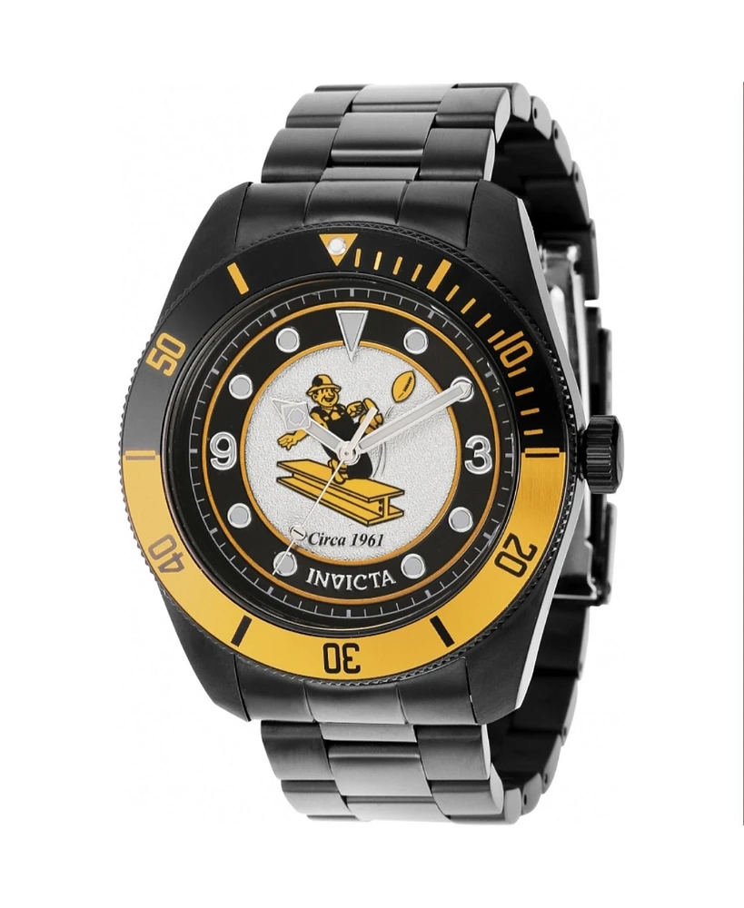 Invicta Men's 36915 Nfl Pittsburgh Steelers Quartz 3 Hand Black, Orange, Silver Dial Watch