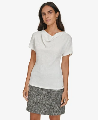 Calvin Klein Women's Short-Sleeve Cowlneck Blouse