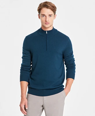 Alfani Men's Long-Sleeve Half-Zip Merino Sweater, Created for Macy's