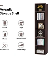 Tribesigns 70.9 Inch Tall Narrow Bookcase, Rustic Corner Bookcase with Storage, 6 Tier Cube Display Shelves for Home Office