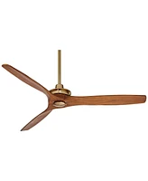 52" Windspun Modern Indoor Ceiling Fan 3 Blade Remote Control Brass Finish Motor Walnut Finish Wood Blades Bedroom Living Room Kitchen Dining Office D