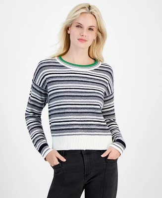 Nautica Jeans Women's Striped Dropped-Shoulder Sweater