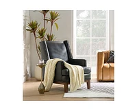 Hulala Home Regina Genuine Leather Arm Chair with Solid Wood Frame