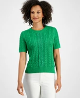 Nautica Jeans Women's Cable-Knit Lace-Inset Sweater