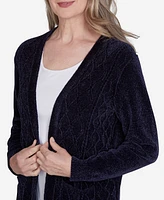 Alfred Dunner Petite Classics Chenille Cardigan Sweater with Pockets