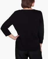 Alfred Dunner Petite Classics Colorblock Beaded Sweater