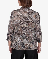 Alfred Dunner Petite Classics Metallic Paisley Two in One Top