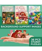 Quokka 36 Pcs Travel Magnetic Puzzles for Toddlers 3-5 - Princess, Unicorn