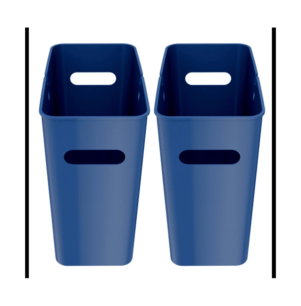 iTouchless SlimGiant Plastic Wastebasket with Handles 4.2 Gallon Set of 2