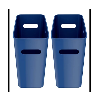 iTouchless SlimGiant Plastic Wastebasket with Handles 4.2 Gallon Set of 2