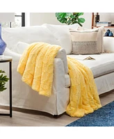Chanasya Premium Fuzzy Faux Fur Rectangular Embossed Throw Blanket